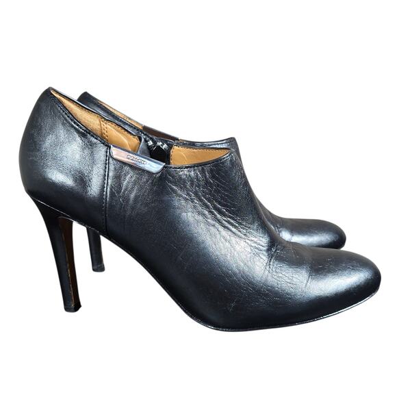 Coach Shoes - Coach Seneca Shoes Womens Size 6.5 Black Leather Booties Heels Zip Dressy